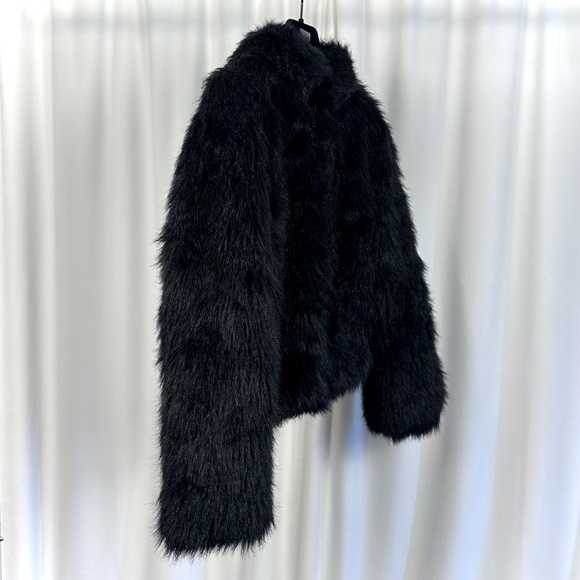 Vintage 90's 'Le Chateau' Faux Fur Teddy Coat in Black • Winter • Cropped • S/M - Picture 7 of 11
